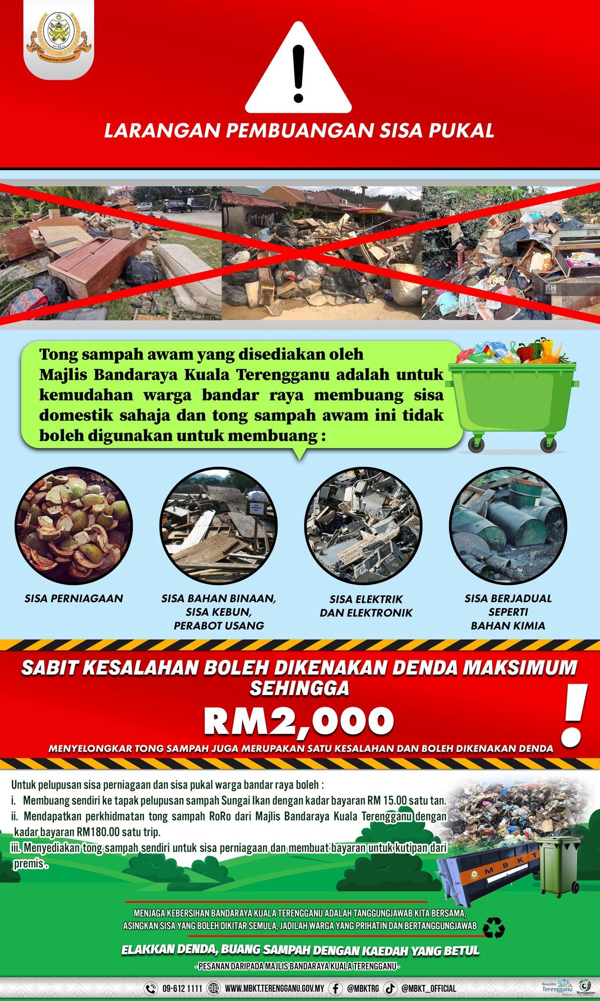 Larangan Pembuangan Sisa Pukal di Tong Sampah Awam