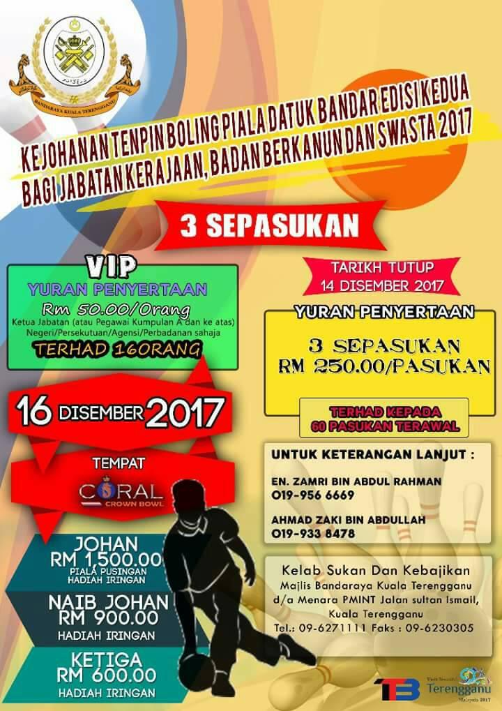 Kejohanan Tenpin Boling Piala Datuk Bandar Edisi Kedua bagi Jabatan Kerajaan, Badan Berkanun dan Swasta 2017